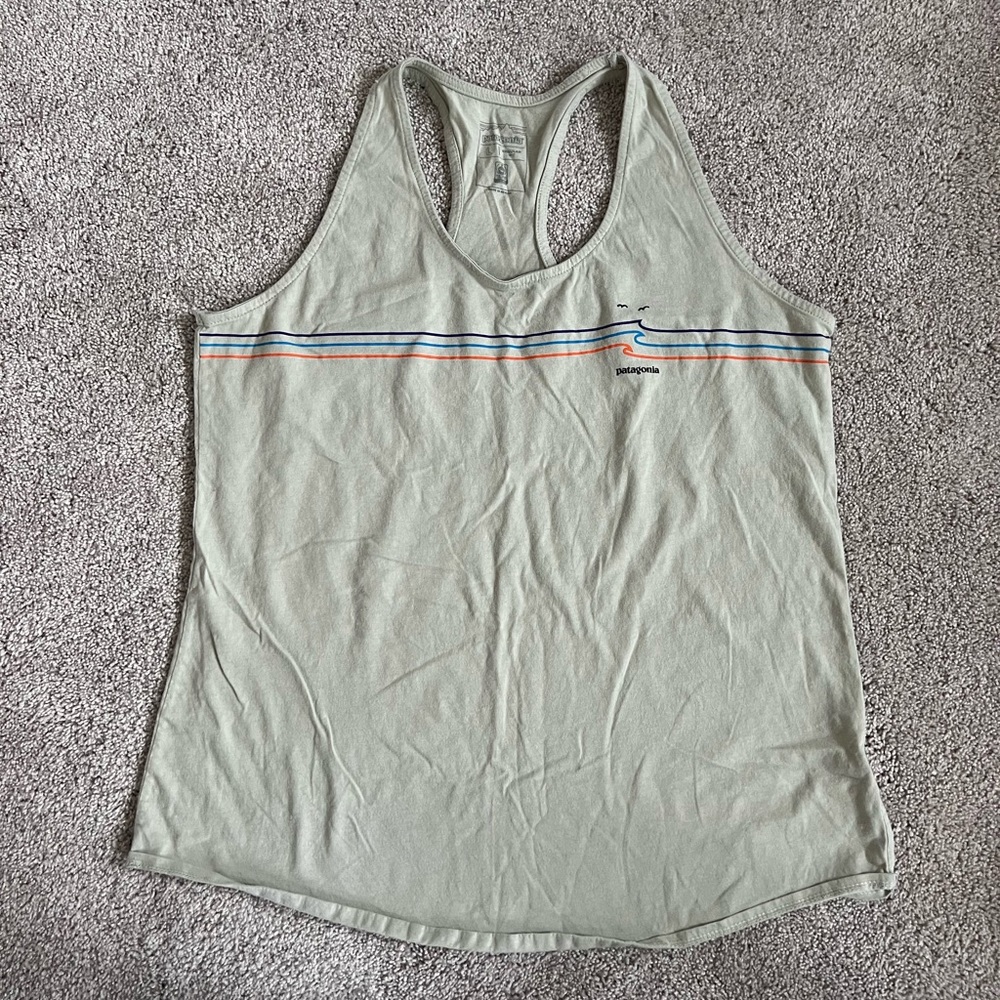 Patagonia pale green racer back tank top size large